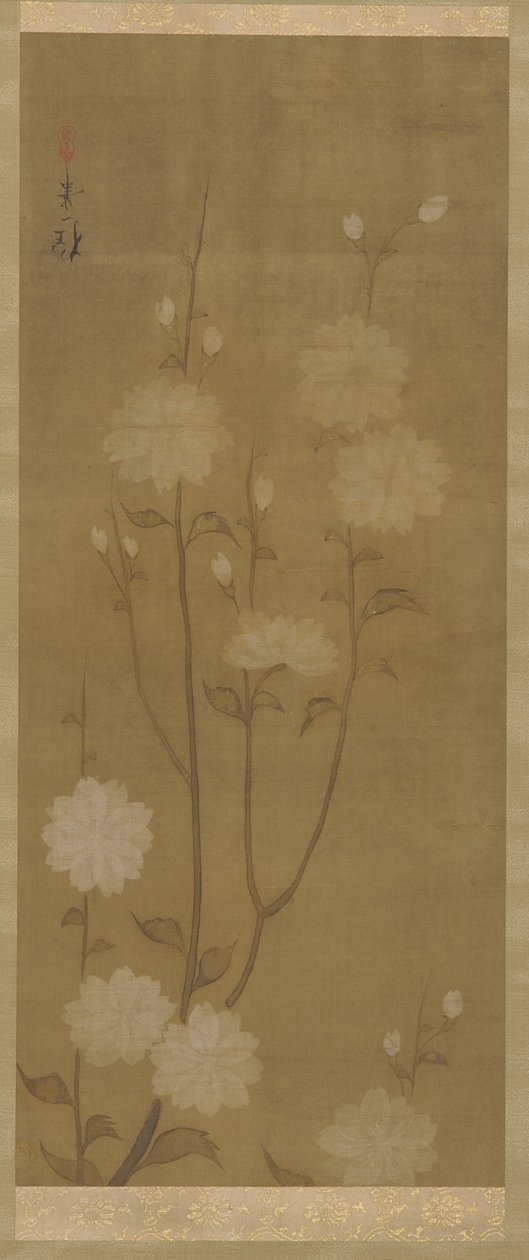 Ramos de cerejeira caídos em flor, período Edo, meados do século XVIII e início do século XIX. de Sakai Hoitsu