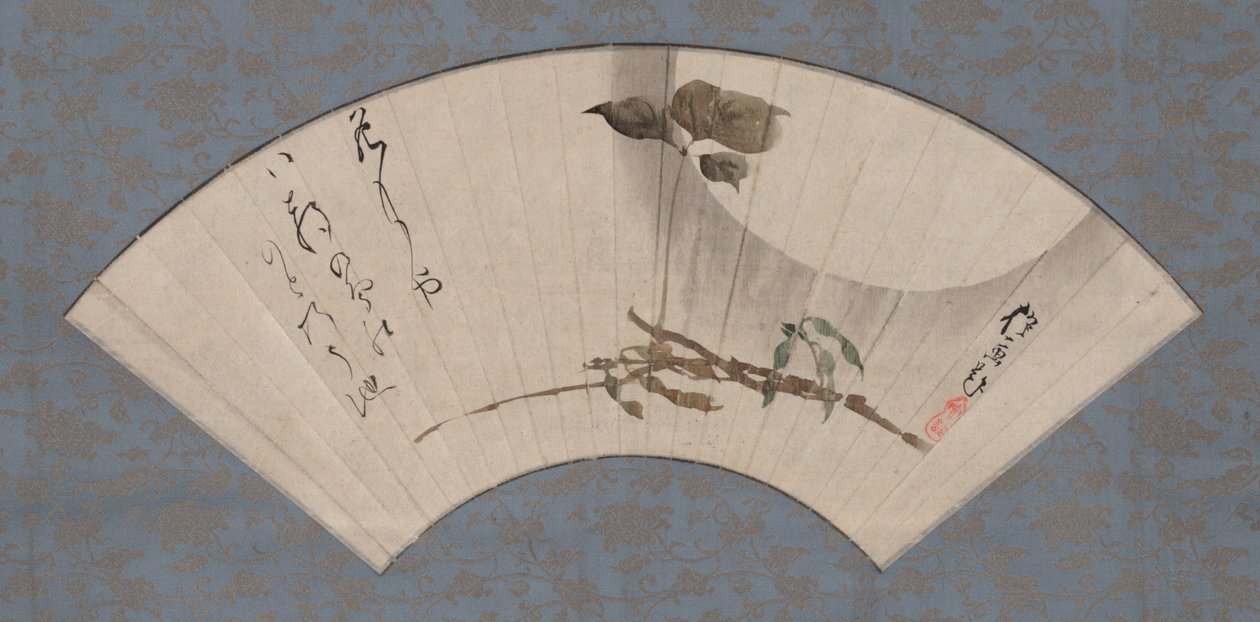 Lua da colheita e feijão-corvo com haiku de Sakai Hoitsu