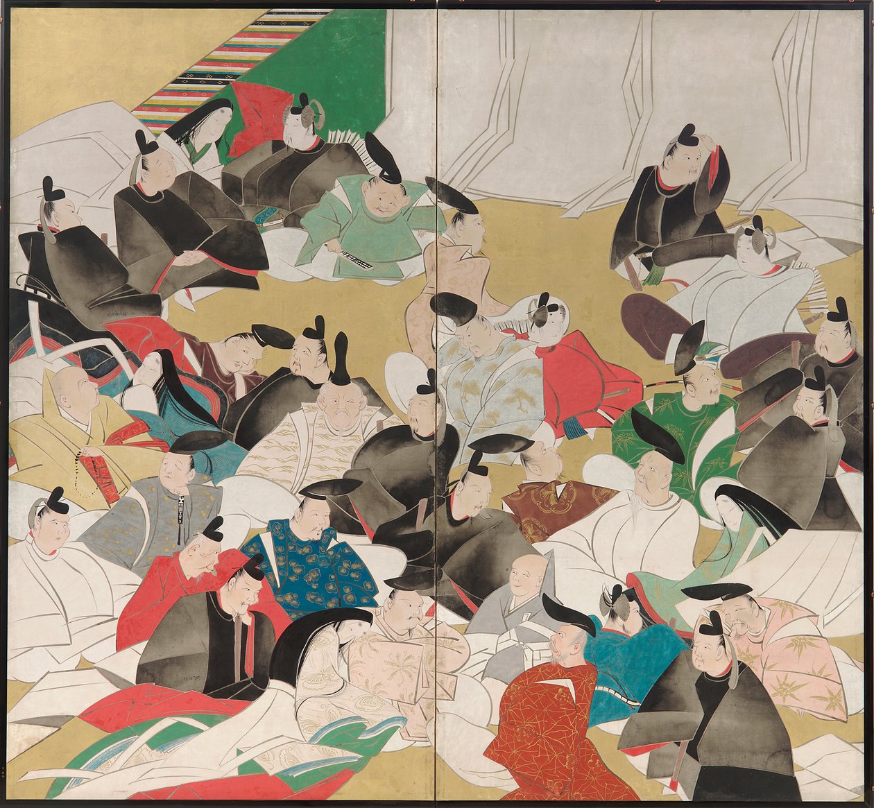 Trinta e Seis Poetas, Período Edo (tinta, cor e ouro sobre papel) de Sakai Hoitsu