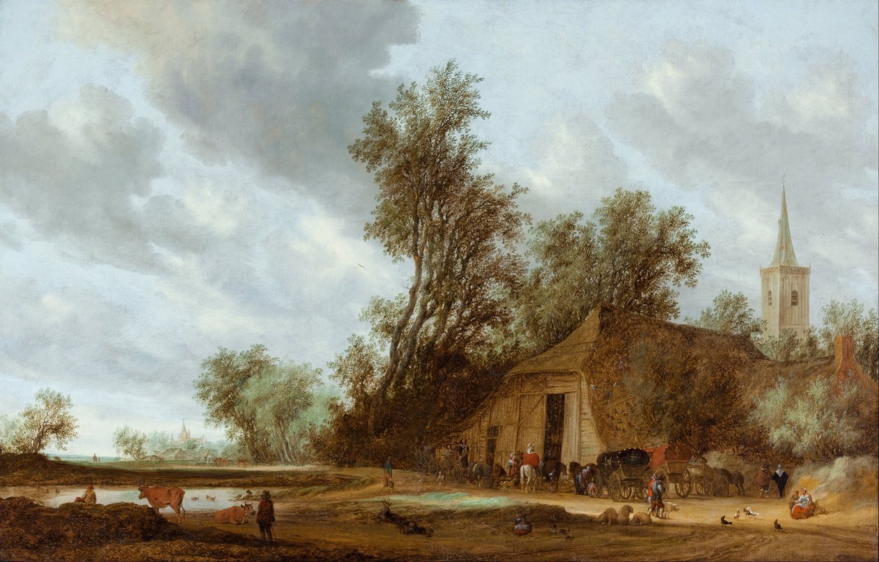 A parada na pousada de Salomon van Ruisdael or Ruysdael