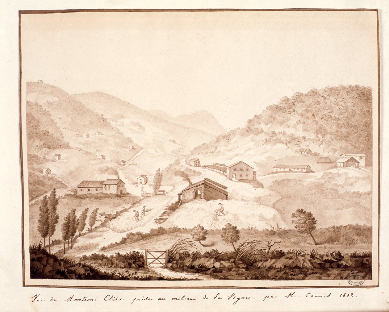 Vista de Montioni, tirada do meio da videira, 1812 de Salomon Guillaume Counis