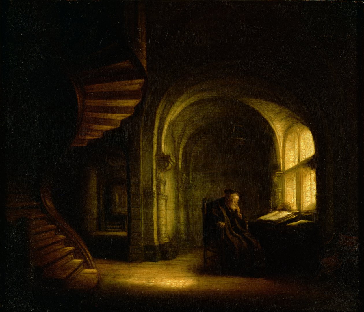 Filósofo com um livro aberto, 1625-7 de Salomon Koninck