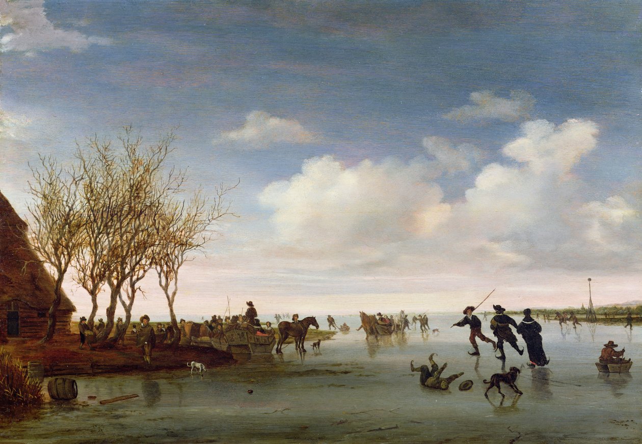 Paisagem holandesa com patinadores de Salomon van Ruisdael or Ruysdael