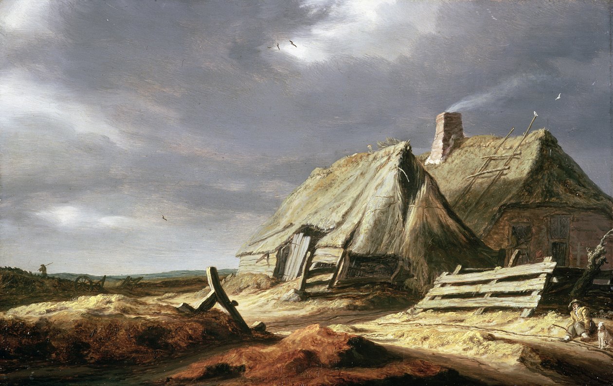 Edifícios agrícolas em uma paisagem, c.1625-28 de Salomon van Ruisdael or Ruysdael