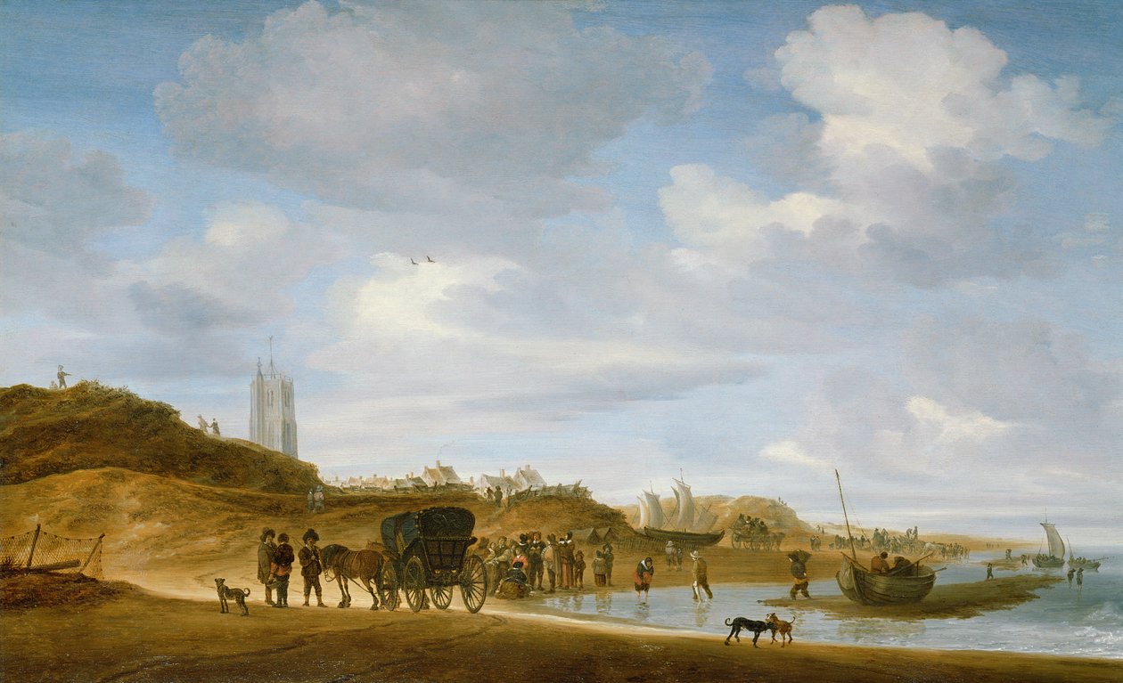 A praia em egmond-an-zee de Salomon van Ruisdael or Ruysdael