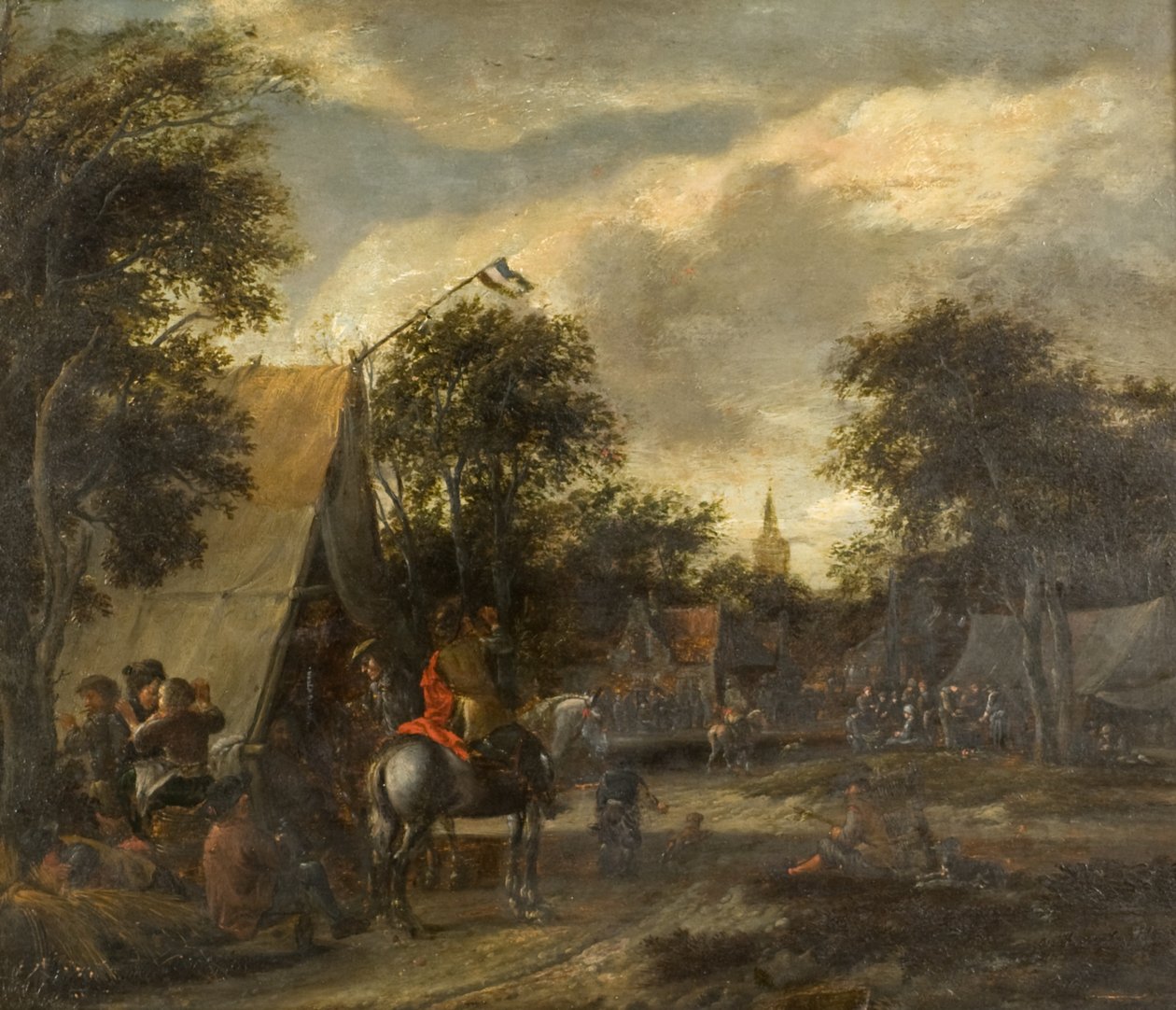 A Village Kermesse (óleo sobre painel) de Salomon (follower of) Rombouts