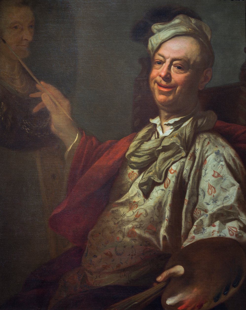 Autorretrato do artista em seu cavalete, c.1690 (óleo sobre tela) de Salomon Adler