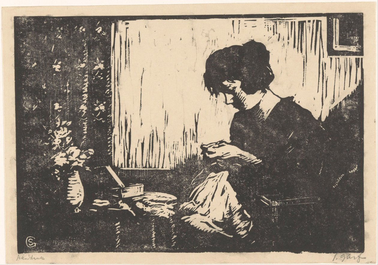 Mulher de costura de Salomon Garf (signed by artist)