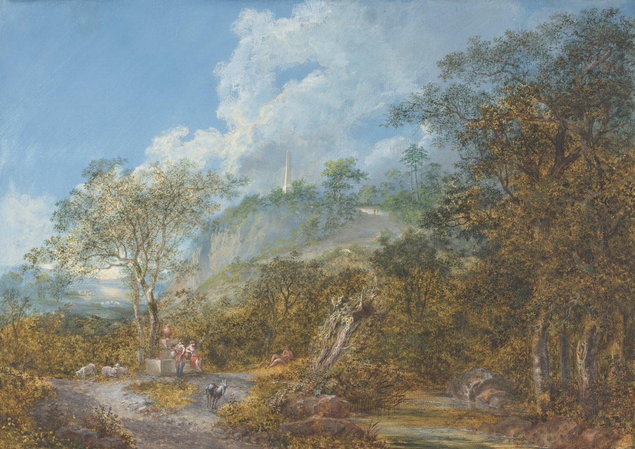 Paisagem Arcadian com um Obelisco, 1785. de Salomon Gessner