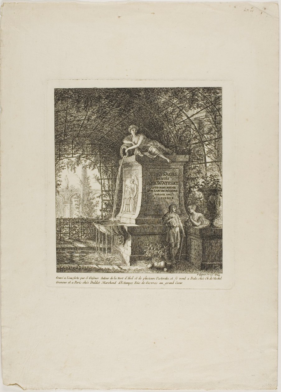 A fonte em treliça, frontispício de Paysages Dédiés à M. Warelet de Salomon Gessner