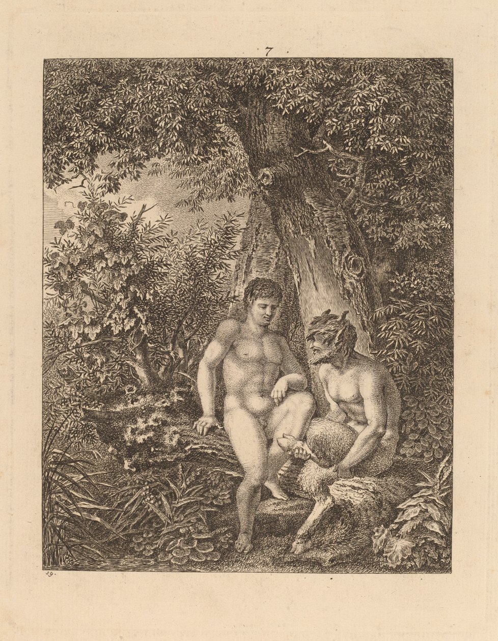 Dois Sátiros em uma Floresta, 1777. de Salomon Gessner