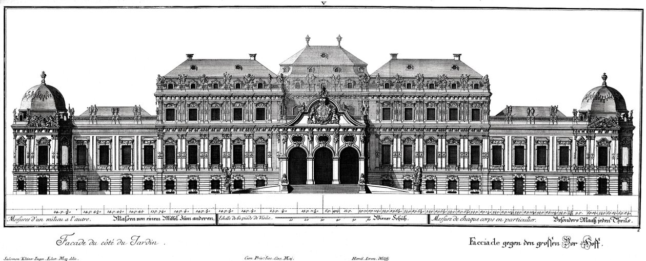 Elevação da fachada do pátio de Salomon Kleiner
