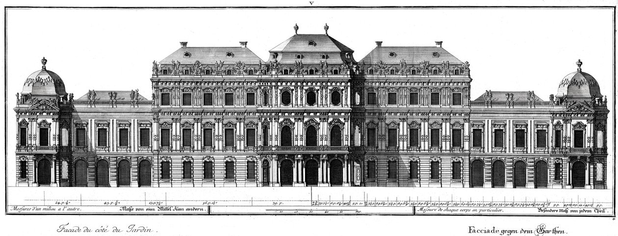 Elevação da fachada do jardim de Salomon Kleiner