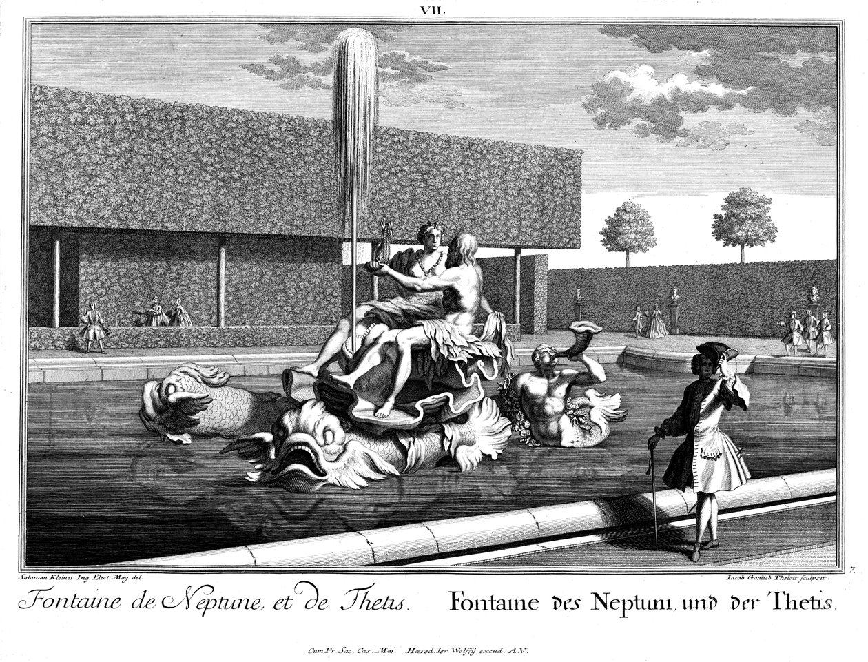 Perspectiva da Fonte de Netuno e Tétis de Salomon Kleiner