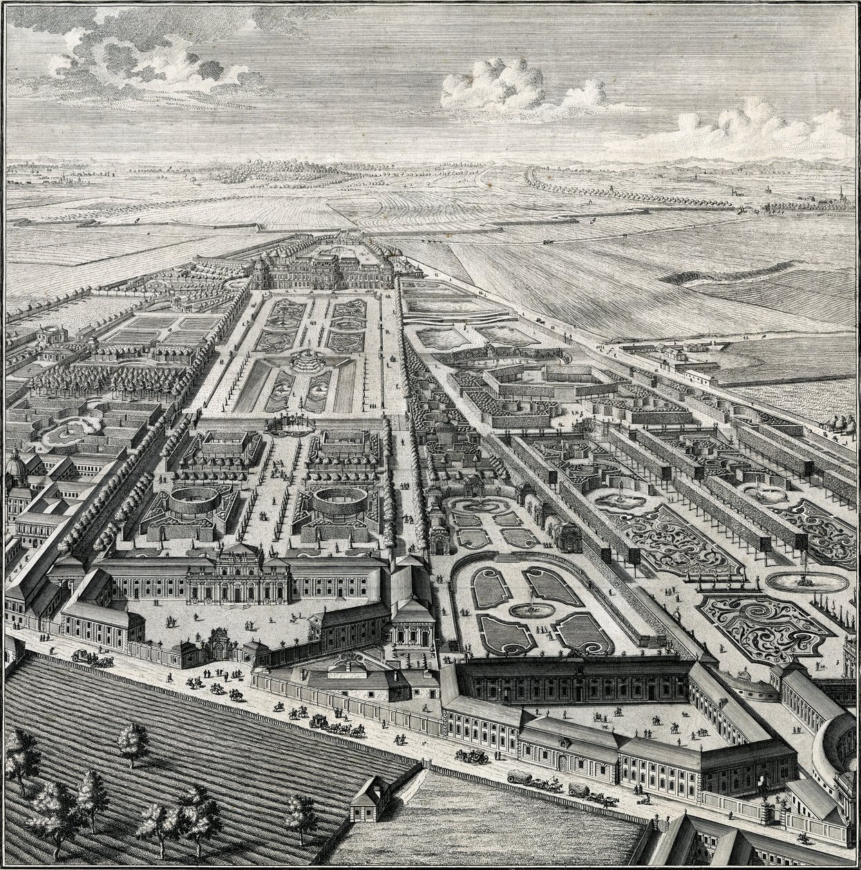 Prospecção do Jardim do Príncipe Eugene e dos Jardins adjacentes do Convento Salesiano e do Príncipe Schwarzenberg de Salomon Kleiner