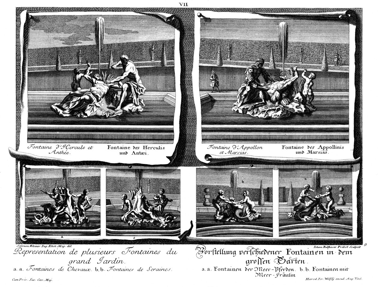 Seis fontes diferentes do grande jardim de Salomon Kleiner