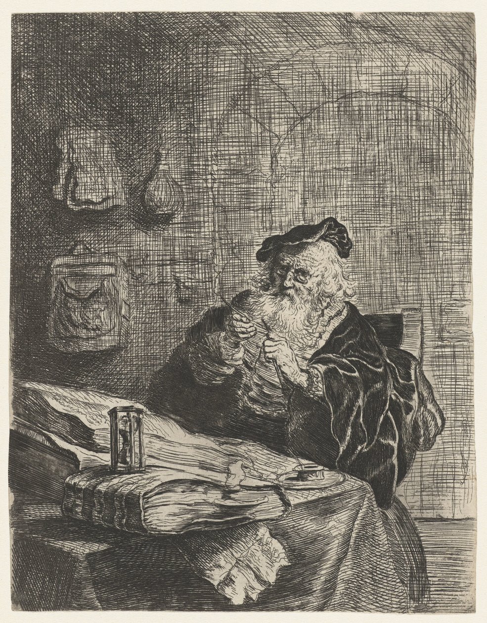 Homem com uma faca de caneta de Salomon Koninck (attributed to)