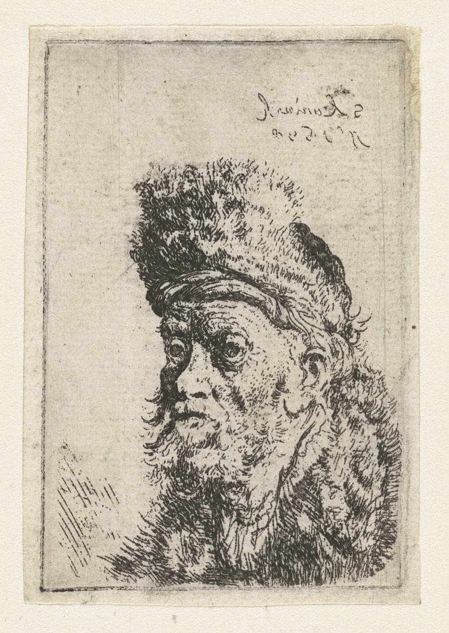 Busto de um homem com chapéu de pele Busto de um homem usando um turbante de Salomon Koninck