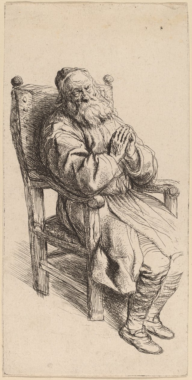 Old Man Sleeping in an Armchair de Salomon Koninck