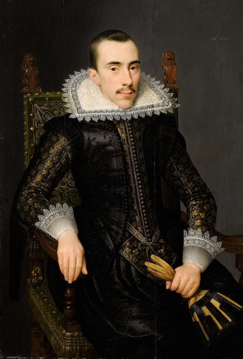 Retrato de um Homem, possivelmente Walterus Fourmenois (1596-1653) de Salomon Mesdach (attributed to)