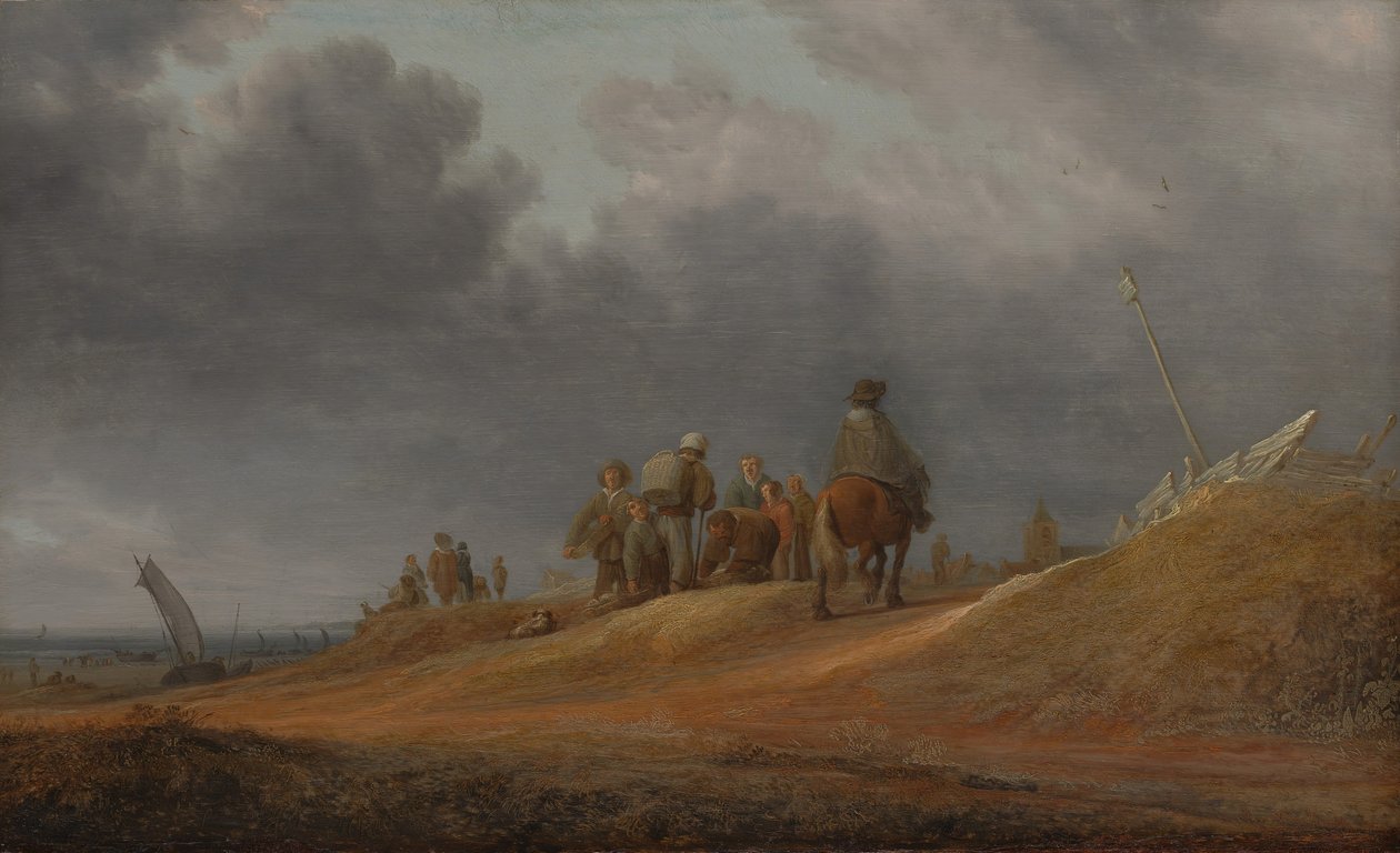 Mercado à beira-mar, 1637. de Salomon Ruysdael