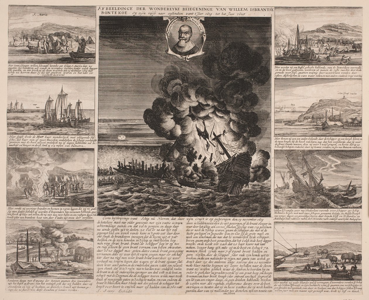 Página de rosto ilustrando a Viagem de Willem Isbrandtse Bontekoe às Índias Orientais de Salomon Savery