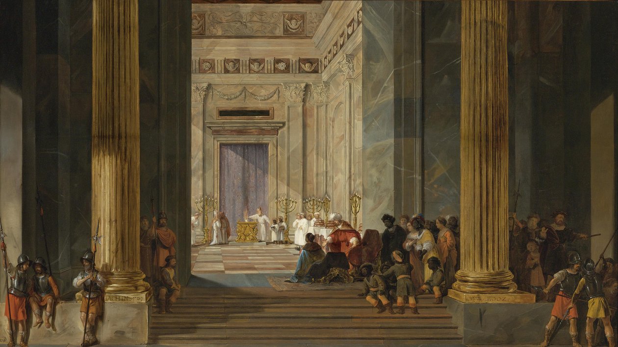 A rainha de Sabá diante do templo do rei Salomão em Jerusalém, ca 1630-1634 de Salomon de Bray