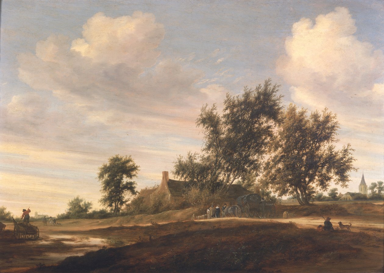 Paisagem arborizada extensa de Salomon van Ruisdael or Ruysdael