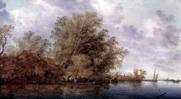 Paisagem arborizada do rio de Salomon van Ruisdael or Ruysdael