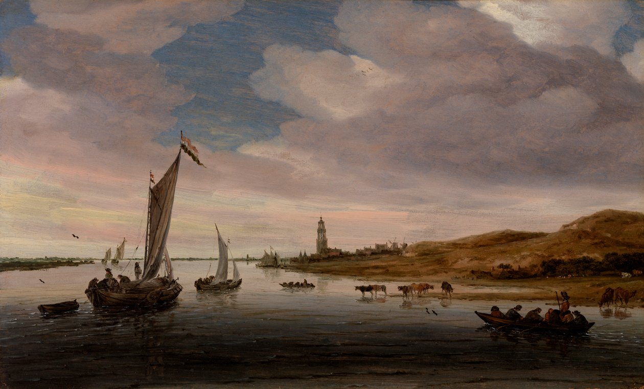 Vista do Rio Reno perto de Rhenen de Salomon van Ruysdael