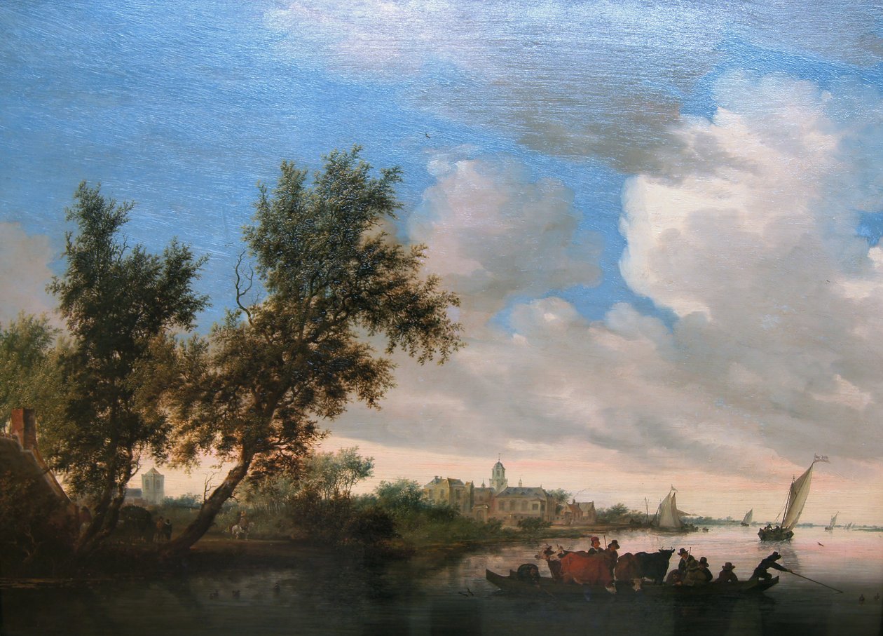 Paisagem fluvial com o castelo de Nijenrode de Salomon van Ruysdael