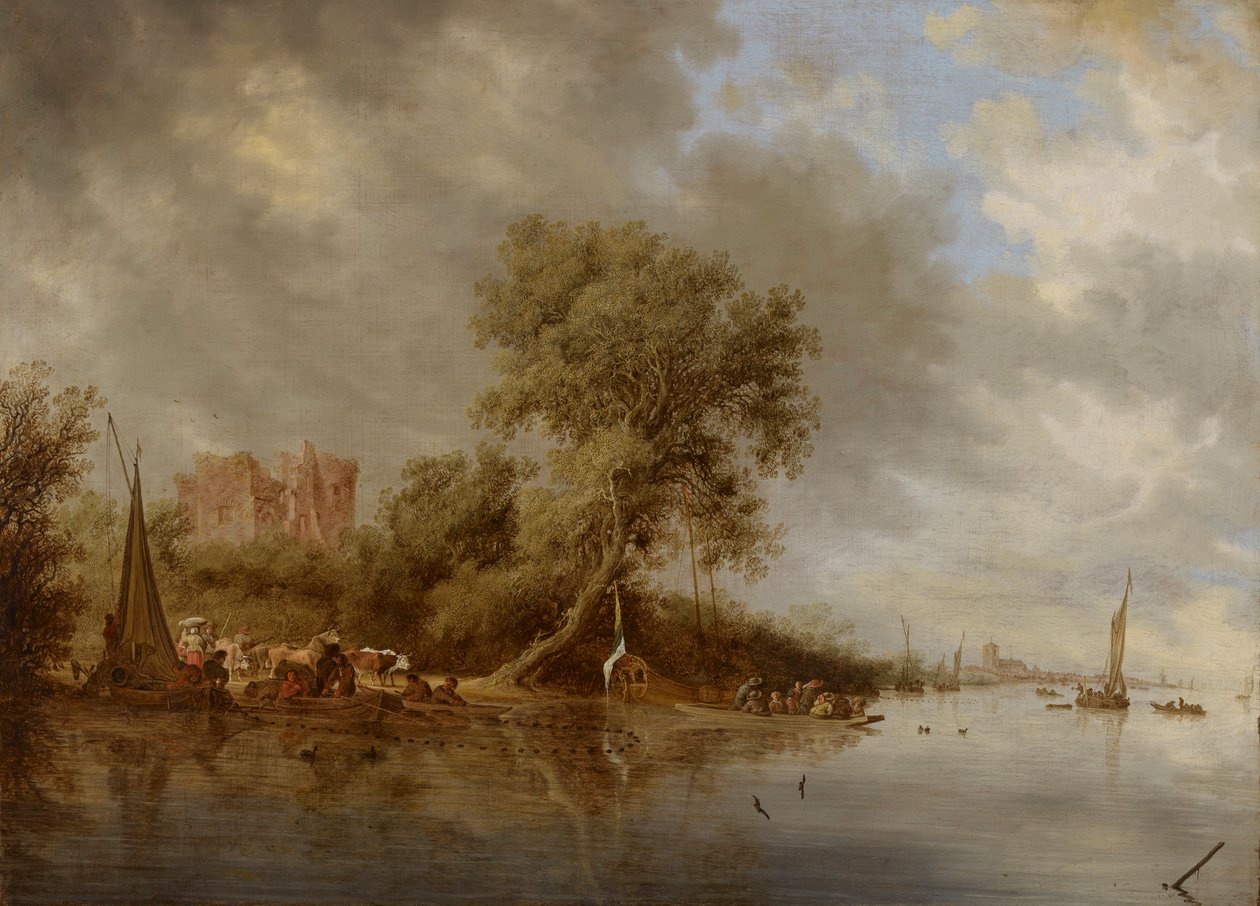 Paisagem do Rio com as Ruínas do Castelo de Egmond de Salomon van Ruysdael