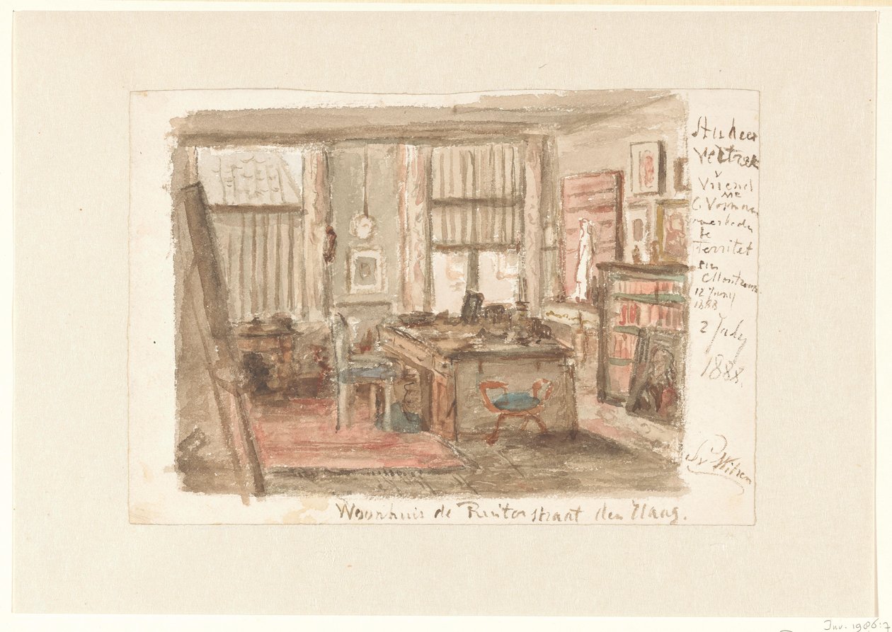 Estudo de Carel Vosmaer na Ruiterstraat em Haia de Salomon van Witsen