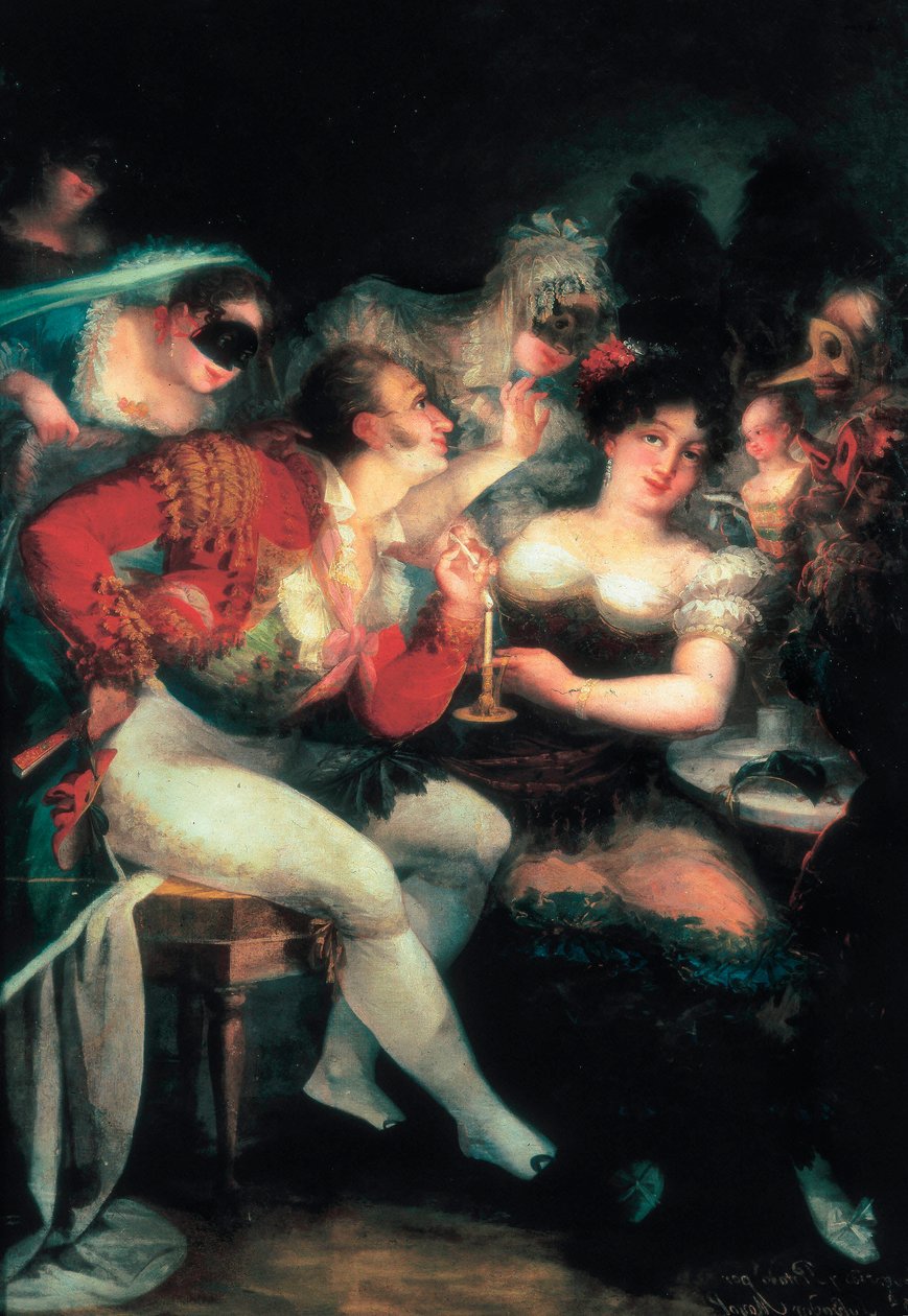 Um Café Durante o Carnaval, detalhe, c. 1824-25 (óleo sobre tela) de Salvador Mayol