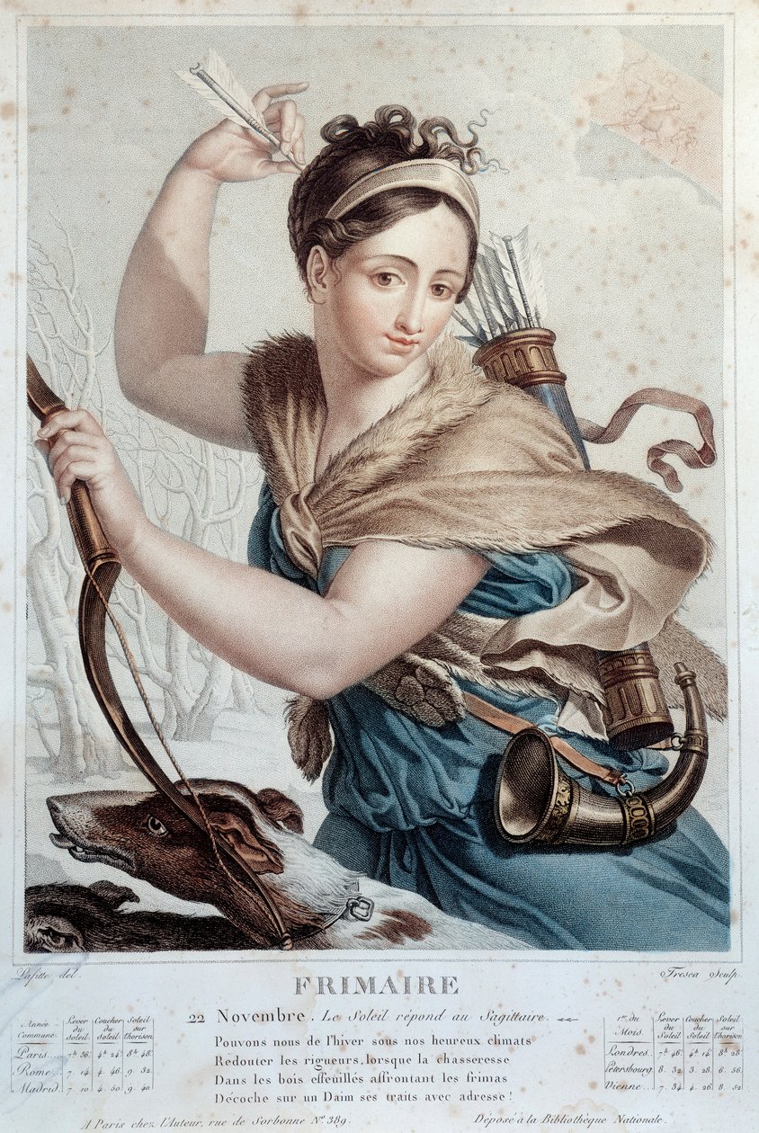 Calendário revolucionário de 22 de Novembro: "Frimaire": O sol responde ao sagitário". de Salvadore Tresca