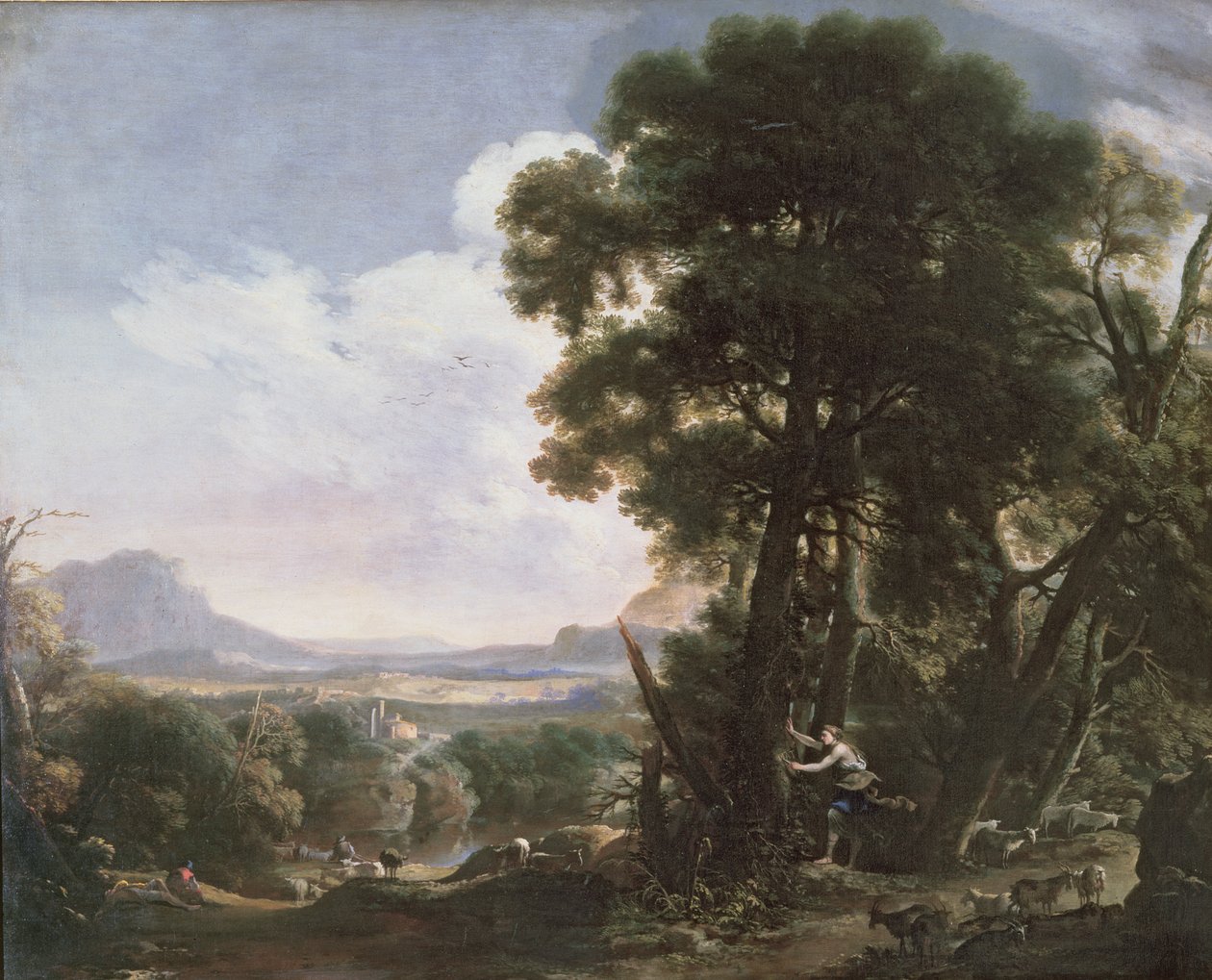 Erminia esculpe o nome de Tancred em uma árvore de Salvator Rosa