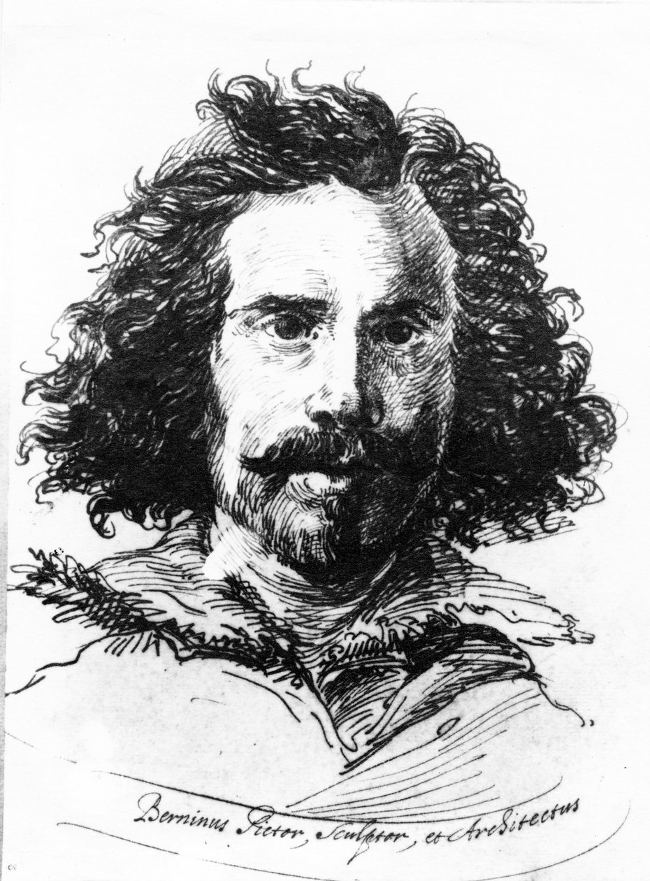 Retrato de Giovanni Lorenzo Bernini, estampa feita por James Basire, 1764 (gravura com mezzotint) de Salvator Rosa