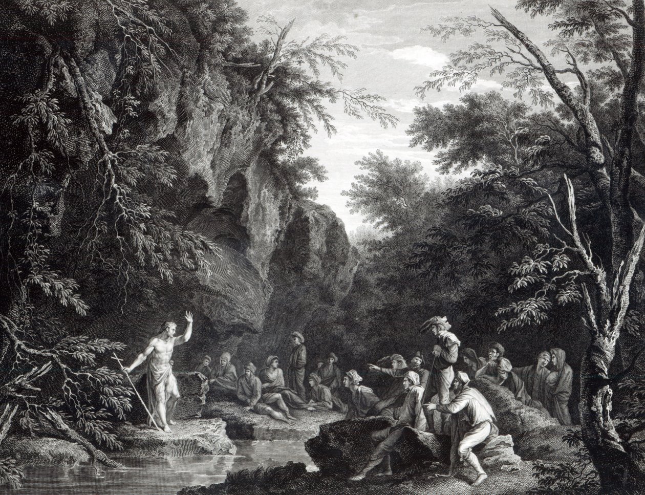 São João pregando no deserto, gravado por John Browne, 1768 de Salvator Rosa