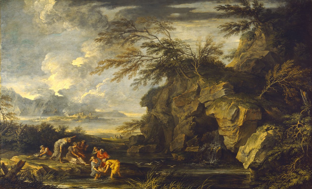 A descoberta de Moisés, c.1660-65 de Salvator Rosa