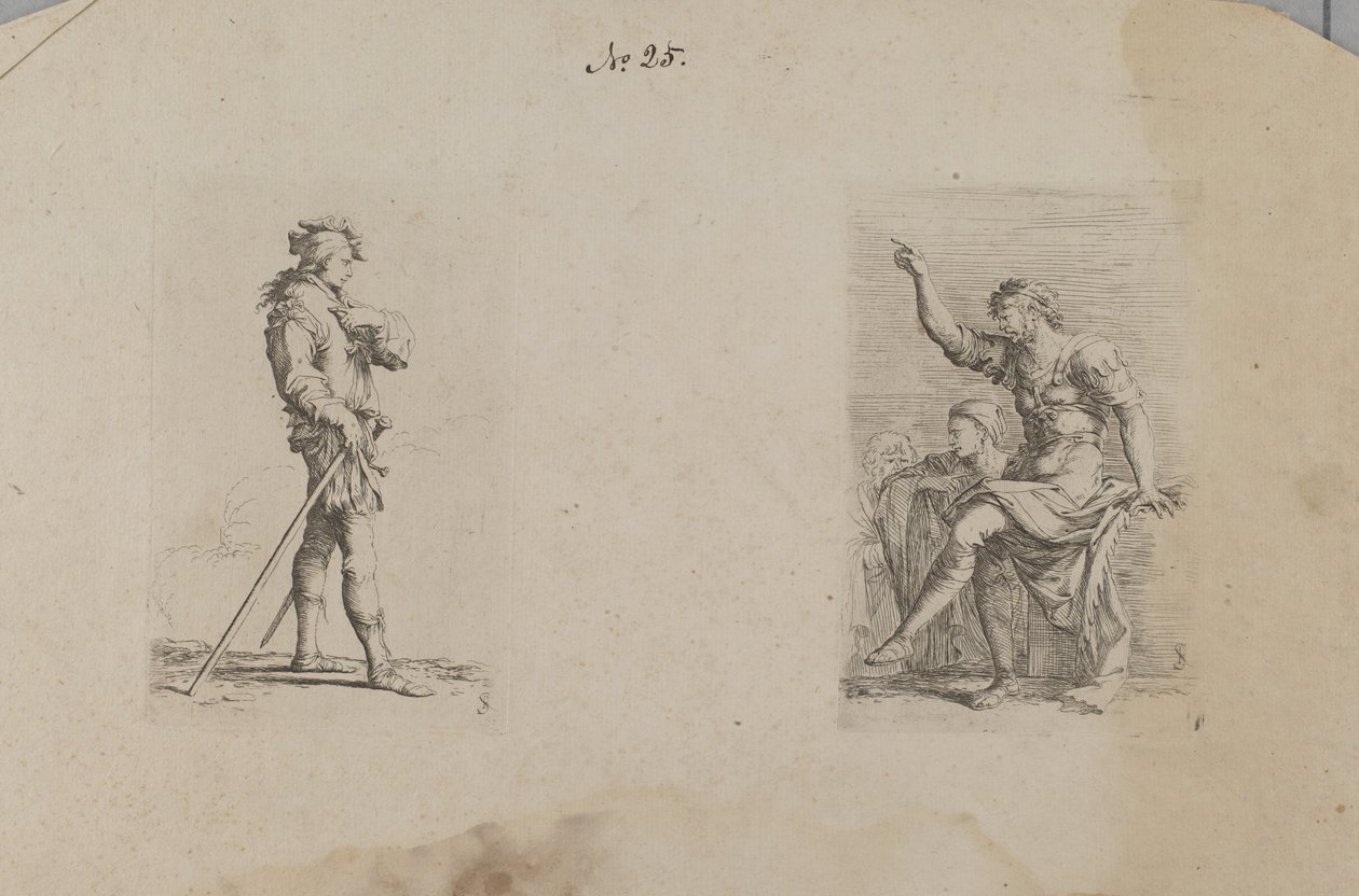 (Série de estatuetas) Homem com o braço à altura do peito de Salvator Rosa