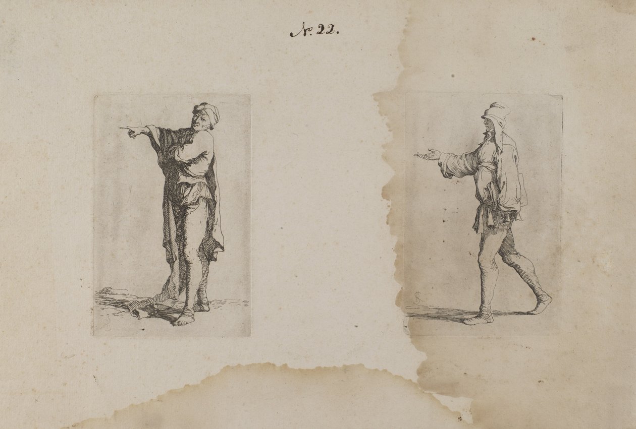(Série de estatuetas) Homem de pé, a apontar para a esquerda de Salvator Rosa