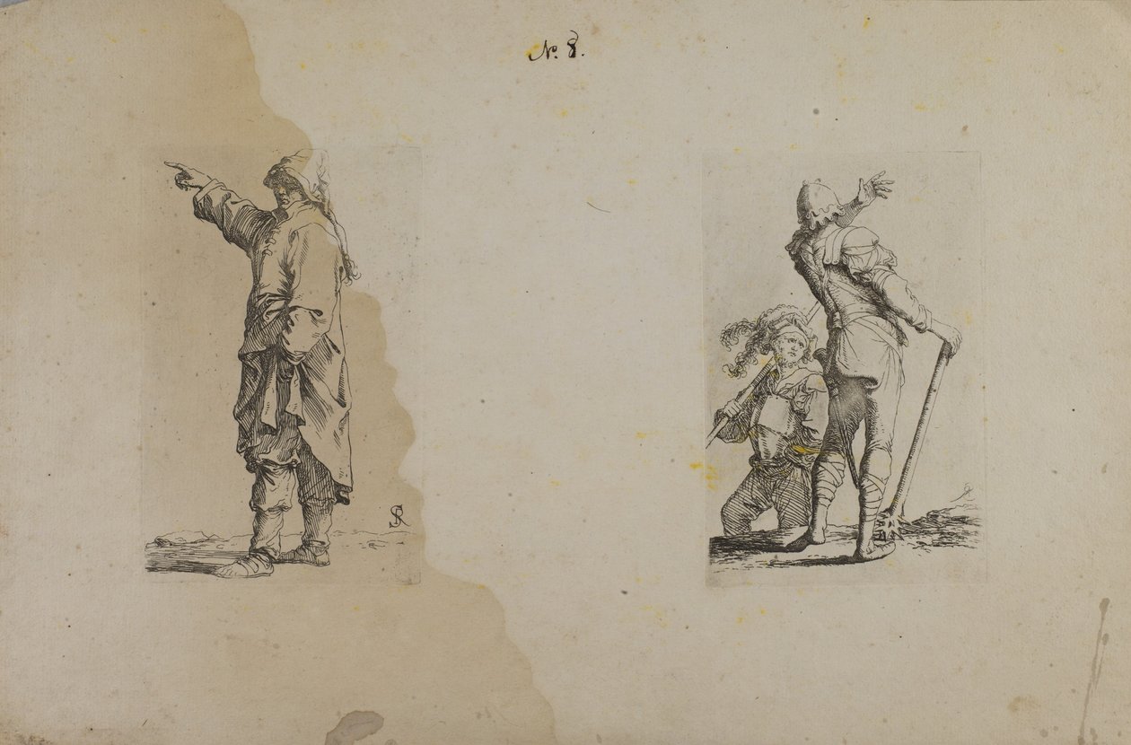 (Série de estatuetas) Homem de pé com chapéu comprido, a apontar de Salvator Rosa