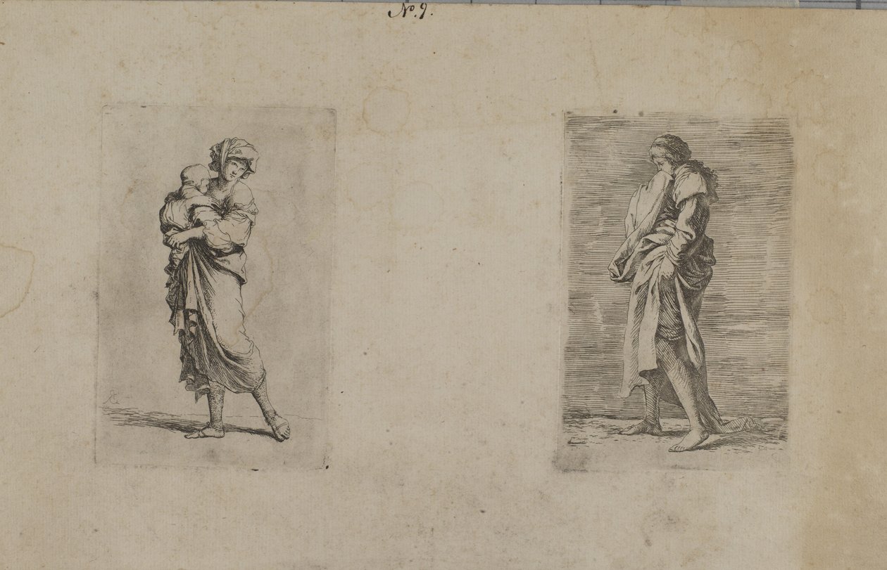 (Série Figurinhas) Mulher a segurar o bebé de Salvator Rosa