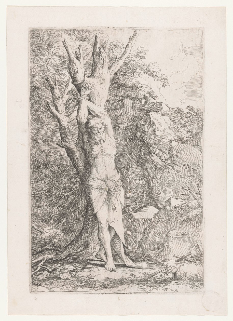 Albert amarrado a uma árvore de Salvator Rosa