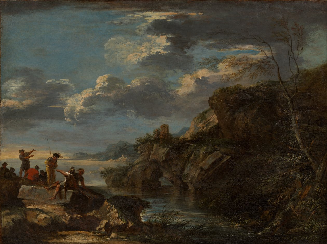 Bandidos em uma costa rochosa, 1655-60. de Salvator Rosa