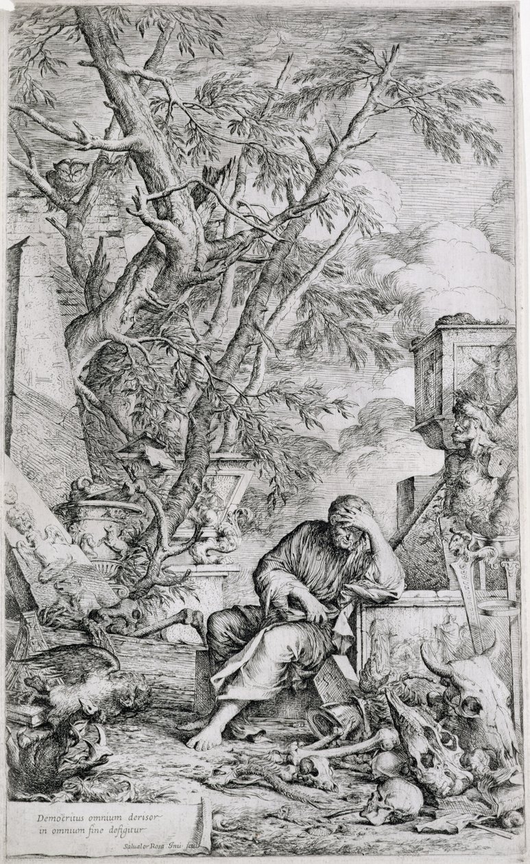 Demócrito na meditação (gravura) de Salvator Rosa