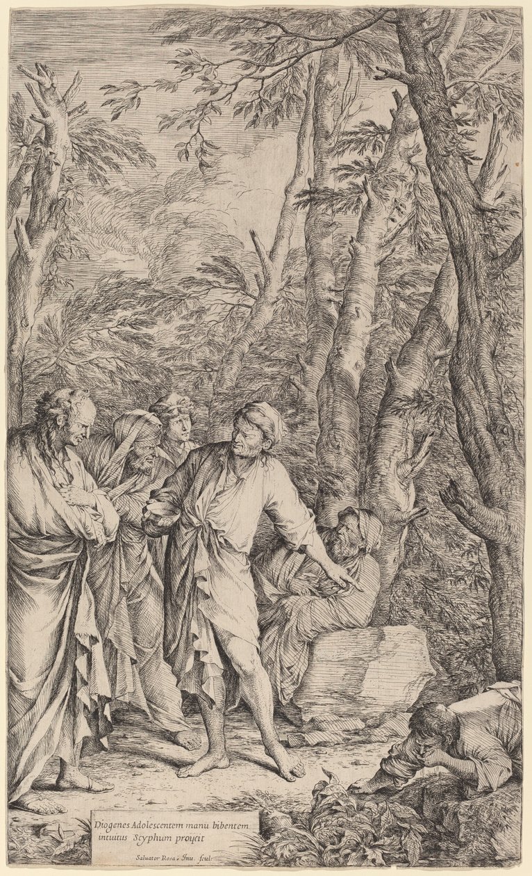 Diogenes Casting away his Bowl de Salvator Rosa