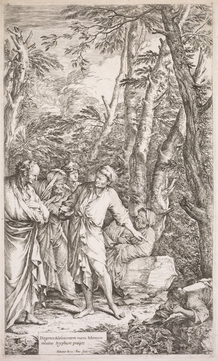 Diógenes e Sua Taça, 1662. de Salvator Rosa