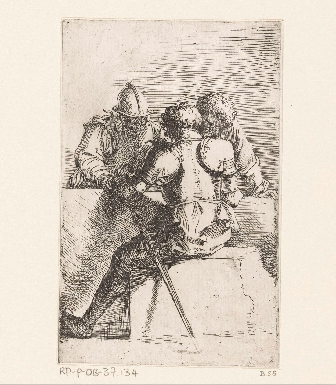 três soldados Pequenas Figuras (título da série) Figura (título da série) de Salvator Rosa