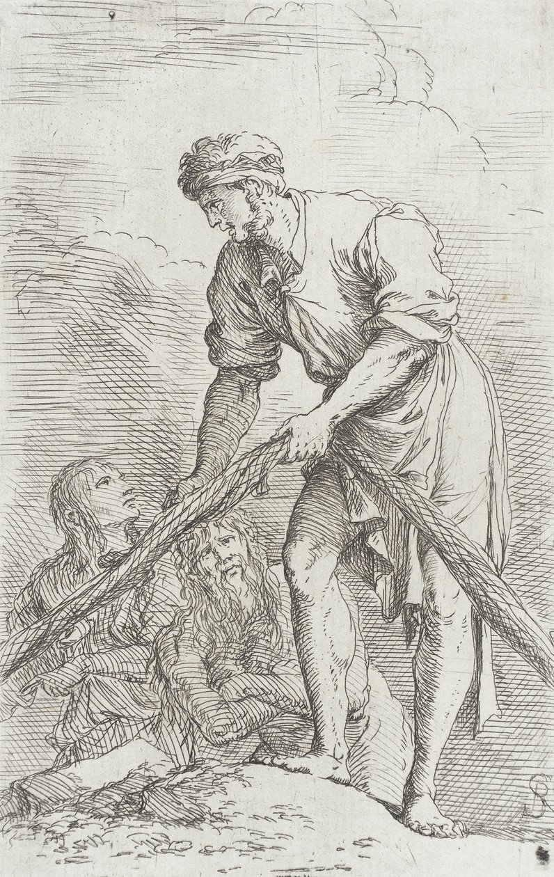 Estatueta: Um homem a puxar uma rede de Salvator Rosa
